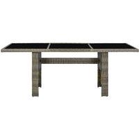 Berkfield Home Garden Table Brown Poly Rattan & Tempered Glass