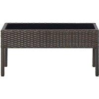 Berkfield Home Garden Table Brown 75x40x37 cm Poly Rattan | Size: 75 x 40 x 37 cm