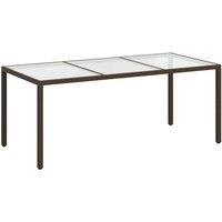 Berkfield Home Garden Table Brown 190x90x75 cm Tempered Glass & Poly Rattan | Size: 190 x 90 x 75 cm
