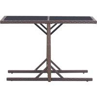 Berkfield Home Garden Table Brown 110x53x72 cm Glass & Poly Rattan | Size: 110 x 53 x 72 cm