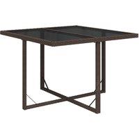 Berkfield Home Garden Table Brown 109x107x74 cm Poly Rattan & Glass | Size: 109 x 107 x 74 cm