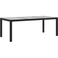 Berkfield Home Garden Table Black 190x90x75 cm Tempered Glass & Poly Rattan | Size: 190 x 90 x 75 cm