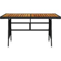 Berkfield Home Garden Table Black 130x70x72 cm Poly Rattan & Solid Acacia Wood | Size: 130 x 70 x 72 cm