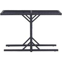 Berkfield Home Garden Table Black 110x53x72 cm Glass & Poly Rattan | Size: 110 x 53 x 72 cm