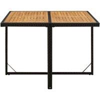 Berkfield Home Garden Table Black 109x107x74 cm Poly Rattan&Solid Wood Acacia | Size: 109 x 107 x 74 cm