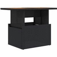 Berkfield Home Garden Table Black 100x55x73 cm Poly Rattan & Acacia Wood | Size: 100 x 55 x 73 cm
