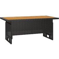 Berkfield Home Garden Table Black 100x50x43/63 cm Solid Wood Acacia&Poly Rattan