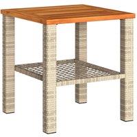 Berkfield Home Garden Table Beige 40x40x42 cm Poly Rattan Acacia Wood | Size: 40 x 40 x 42 cm
