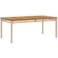 Berkfield Home Garden Table Beige 180x90x75 cm Poly Rattan Acacia Wood | Size: 180 x 90 x 75 cm