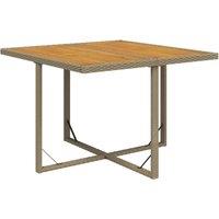 Berkfield Home Garden Table Beige 109x107x74 cm Poly Rattan&Solid Wood Acacia | Size: 109 x 107 x 74 cm