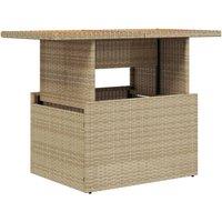 Berkfield Home Garden Table Beige 100x55x73 cm Poly Rattan & Acacia Wood | Size: 100 x 55 x 73 cm
