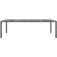 Berkfield Home Garden Table 250x100x75 cm Tempered Glass & Poly Rattan Grey | Size: 250 x 100 x 75 cm