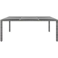 Berkfield Home Garden Table 200x150x75 cm Tempered Glass & Poly Rattan Grey | Size: 200 x 150 x 75 cm