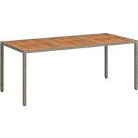 Berkfield Home Garden Table 190x90x75 cm Poly Rattan & Acacia Wood Grey | Size: 190 x 90 x 75 cm
