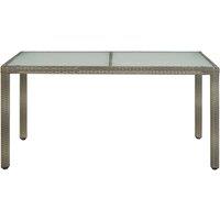 Berkfield Home Garden Table 150x90x75 cm Tempered Glass & Poly Rattan Grey | Size: 150 x 90 x 75 cm