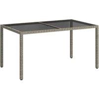 Berkfield Home Garden Table 150x90x75 cm Tempered Glass & Poly Rattan Grey | Size: 150 x 90 x 75 cm