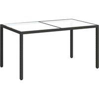 Berkfield Home Garden Table 150x90x75 cm Tempered Glass & Poly Rattan Black | Size: 150 x 90 x 75 cm