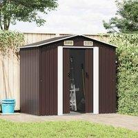 Berkfield Home Garden Storage Shed Brown 204x132x186 cm Steel | Size: 204 x 132 x 186 cm