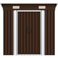 Berkfield Home Garden Storage Shed Brown 194x121x181 cm Steel | Size: 194 x 121 x 181 cm