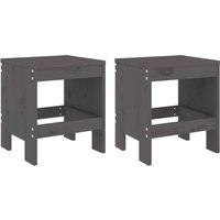 Berkfield Home Garden Stools 2 pcs Grey 40x36x45 cm Solid Wood Pine | Size: 40 x 36 x 45 cm