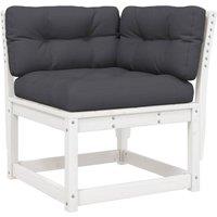 Berkfield Home Garden Sofa Corner with Cushions White 73x73x78 cm Solid Wood Pine | Size: 73 x 73 x 78 cm
