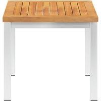 Berkfield Home Garden Side Table 45x45x38 cm Solid Acacia Wood & Stainless Steel in Brown | Size: 45 x 45 x 38 cm