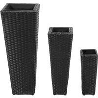 Berkfield Home Garden Raised Beds 3 pcs Poly Rattan Black