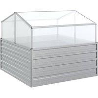 Berkfield Home Garden Raised Bed with Greenhouse 100x100x85 cm Silver | Size: 100 x 100 x 85 cm