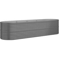 Berkfield Home Garden Raised Bed Powder-coated Steel 296x80x68 cm Grey | Size: 296 x 80 x 68 cm