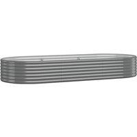 Berkfield Home Garden Raised Bed Powder-coated Steel 249x100x36 cm Grey | Size: 249 x 100 x 36 cm