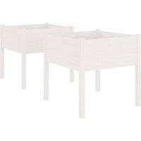 Berkfield Home Garden Planters 2 pcs White 70x70x70 cm Solid Pinewood | Size: 70 x 70 x 70 cm
