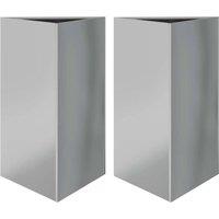Berkfield Home Garden Planters 2 pcs Triangular 50x43x75 cm Galvanized Steel in Silver | Size: 50 x 43 x 75 cm