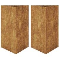 Berkfield Home Garden Planters 2 pcs Triangular 50x43x75 cm Corten Steel in Brown | Size: 50 x 43 x 75 cm