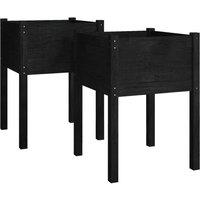 Berkfield Home Garden Planters 2 pcs Black 50x50x70 cm Solid Pinewood | Size: 50 x 50 x 70 cm