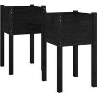 Berkfield Home Garden Planters 2 pcs Black 40x40x70 cm Solid Pinewood | Size: 40 x 40 x 70 cm