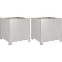 Berkfield Home Garden Planters 2 pcs 40x40x40 cm Stainless Steel in Silver | Size: 40 x 40 x 40 cm