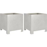Berkfield Home Garden Planters 2 pcs 30x30x30 cm Stainless Steel in Silver | Size: 30 x 30 x 30 cm