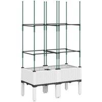 Berkfield Home Garden Planter with Trellis White 80x40x142.5 cm PP