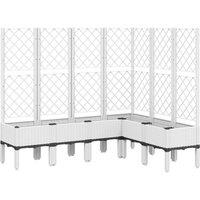 Berkfield Home Garden Planter with Trellis White 160x120x142 cm PP | Size: 160 x 120 x 142 cm
