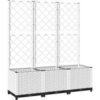 Berkfield Home Garden Planter with Trellis White 120x40x136 cm PP | Size: 120 x 40 x 136 cm