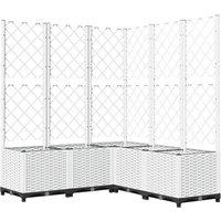 Berkfield Home Garden Planter with Trellis White 120x120x136 cm PP | Size: 120 x 120 x 136 cm