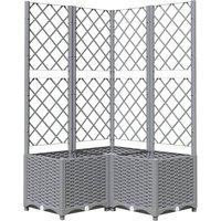 Berkfield Home Garden Planter with Trellis Light Grey 80x80x136 cm PP | Size: 80 x 80 x 136 cm