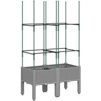 Berkfield Home Garden Planter with Trellis Light Grey 80x40x142.5 cm PP
