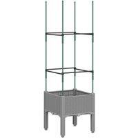 Berkfield Home Garden Planter with Trellis Light Grey 40x40x142.5 cm PP