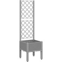 Berkfield Home Garden Planter with Trellis Light Grey 40x40x142 cm PP | Size: 40 x 40 x 142 cm