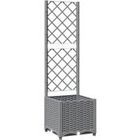 Berkfield Home Garden Planter with Trellis Light Grey 40x40x136 cm PP | Size: 40 x 40 x 136 cm