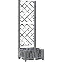 Berkfield Home Garden Planter with Trellis Light Grey 40x40x121.5 cm PP