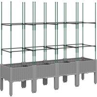 Berkfield Home Garden Planter with Trellis Light Grey 160x40x142.5 cm PP