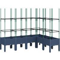 Berkfield Home Garden Planter with Trellis Blue Grey 160x120x142.5 cm PP