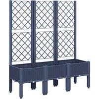 Berkfield Home Garden Planter with Trellis Blue Grey 120x40x142 cm PP | Size: 120 x 40 x 142 cm